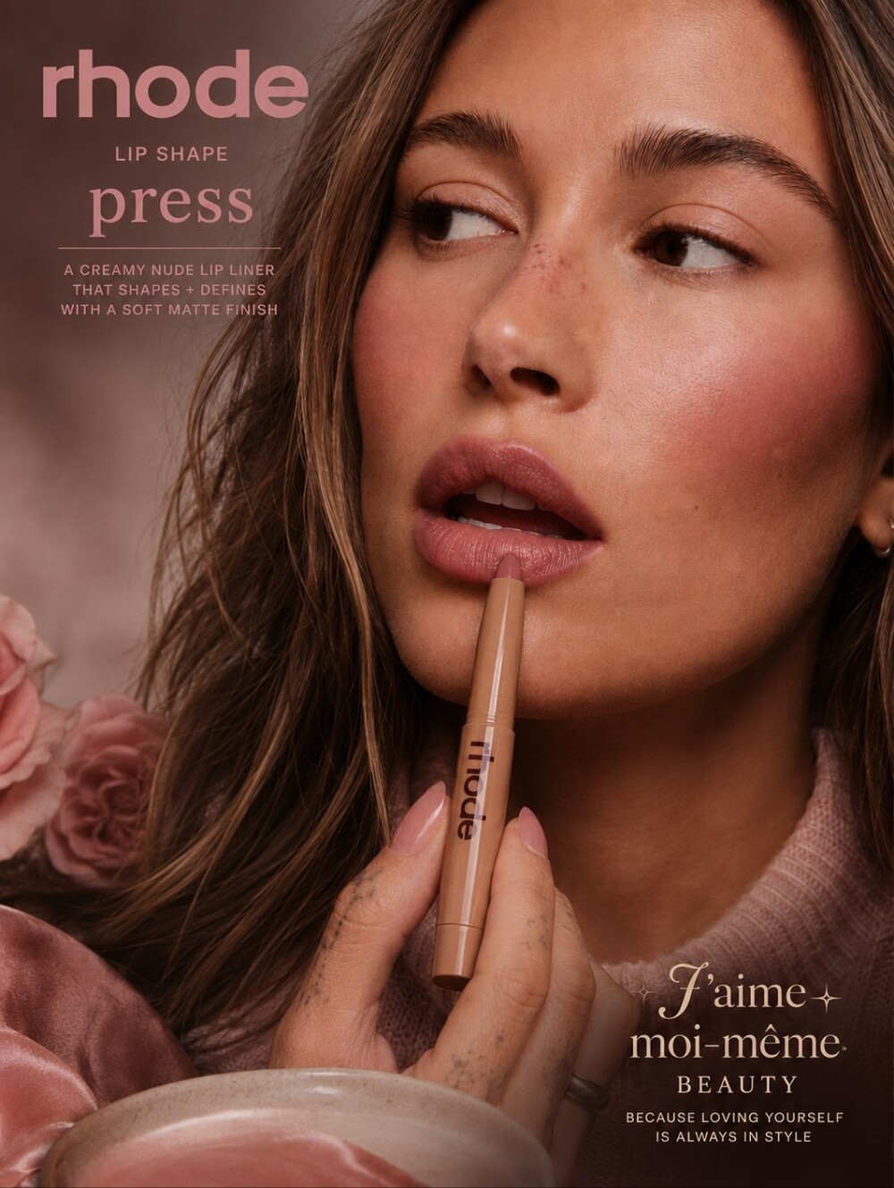 RHODE Lip Shape Press Creamy Countouring Nude Pink Mauve Lip Crayon